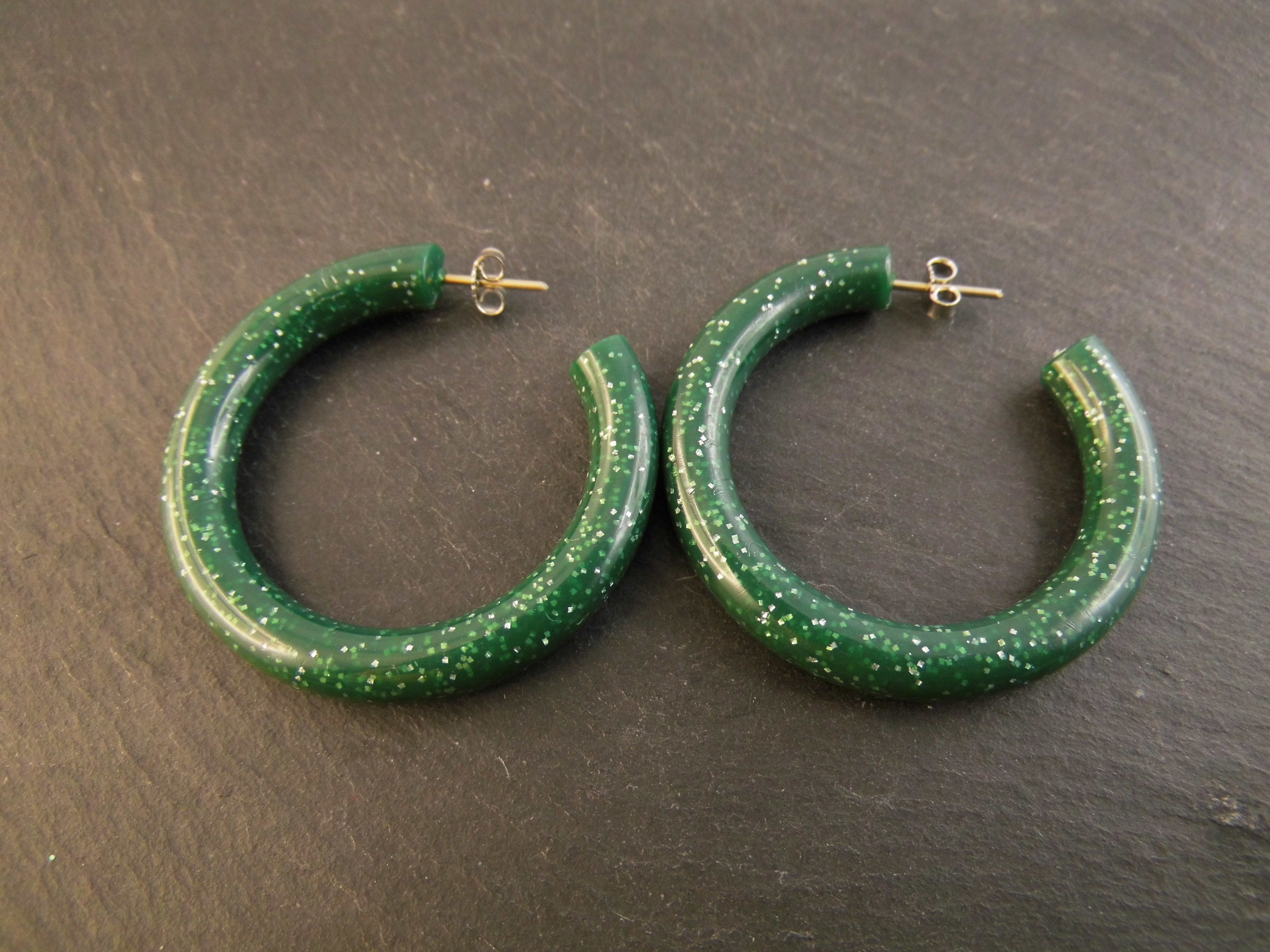 Ohrringe Ohrstecker Creolen Glitter Glitzer Vintage 80er Jahre Retro